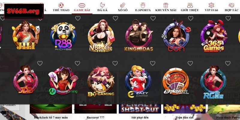 Top các NPH hợp tác với sảnh game bài SV66